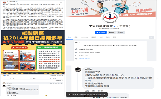 羅嫌在中選會粉專留言恐嚇。(刑事局提供)