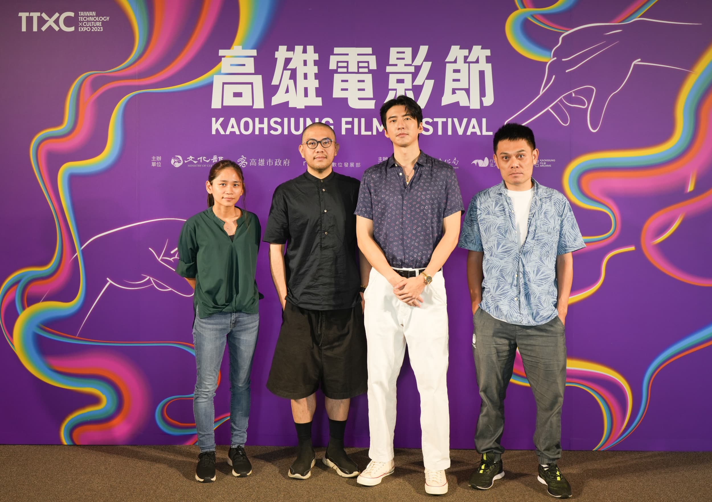 影集《都市懼集》導演李俊宏、監製蔡宗翰、製作人賴楀婷及演員傅孟柏接受媒體聯訪。(高雄電影節提供)