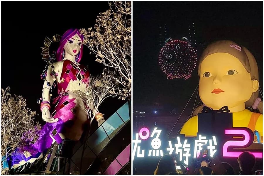 台中元宵燈會主燈「蛇現幸福」以人首蛇身的創世女神「女媧」為發想,造型引來兩極評價。(翻攝自江啟臣臉書、本刊資料照)