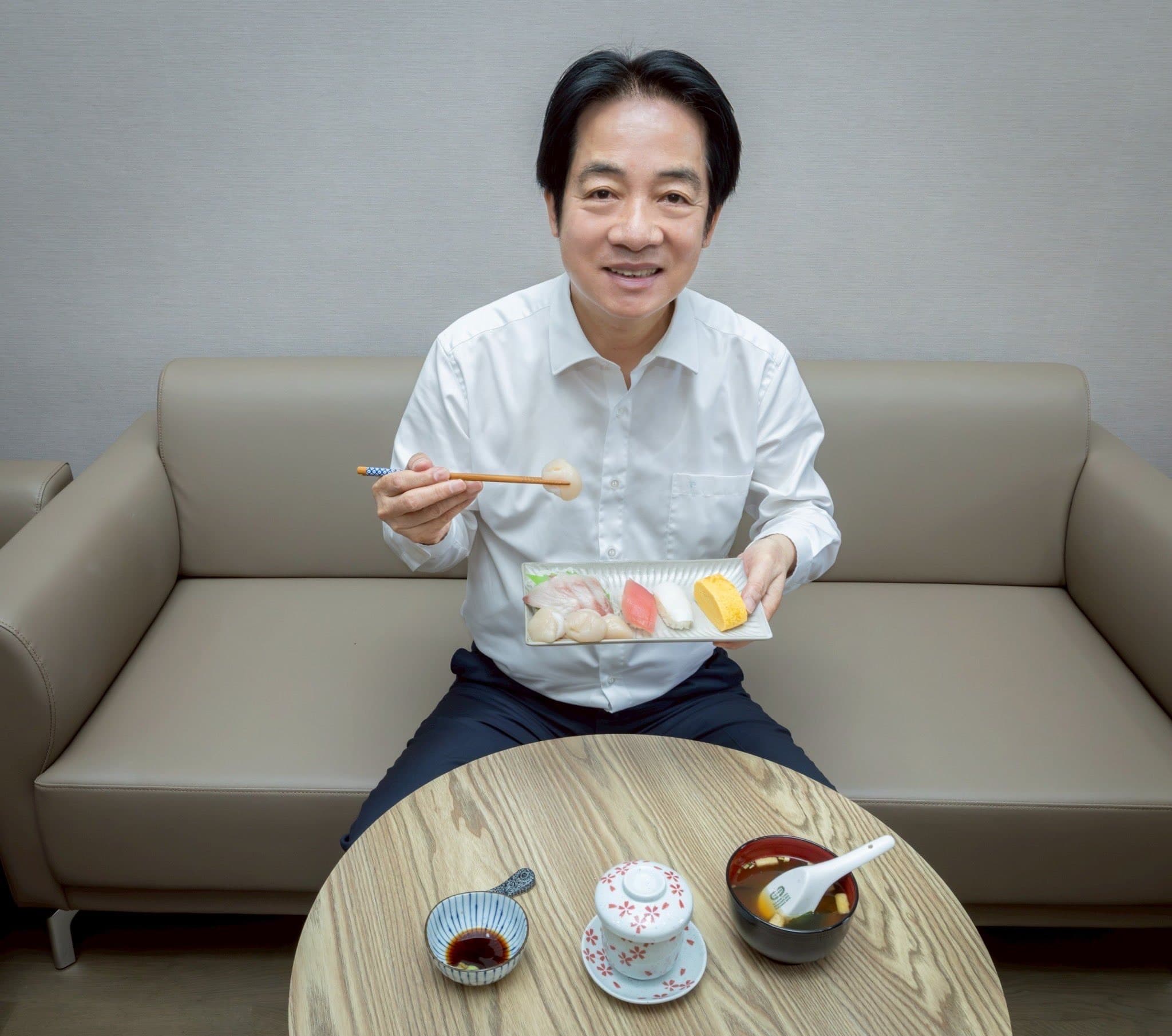 我國總統賴清德今分享自己的午餐是「壽司和味噌湯」,表達對日本水產品支持。(翻攝自賴清德X)