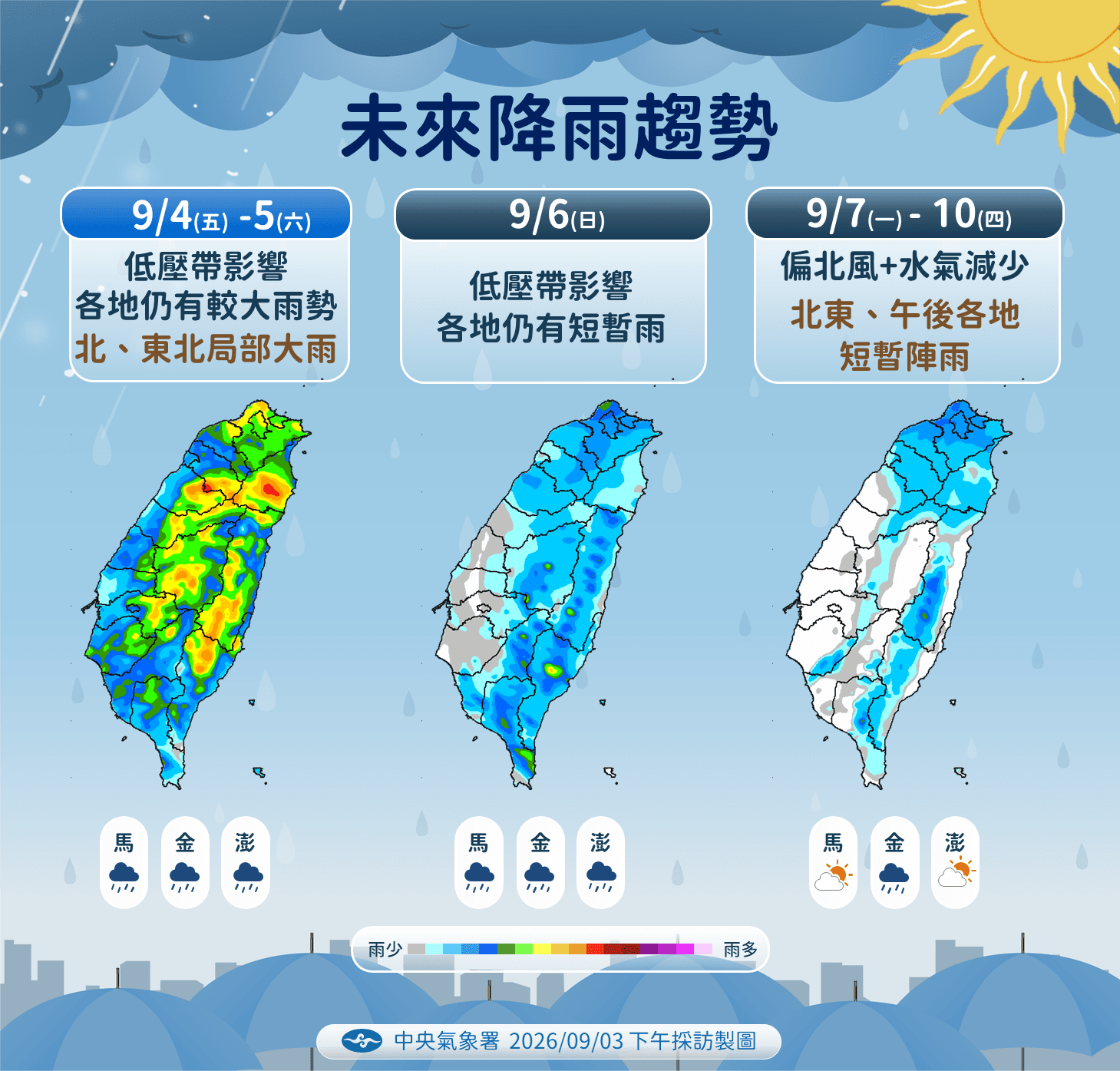 中央氣象署說明降雨趨勢。(中央氣象署提供)