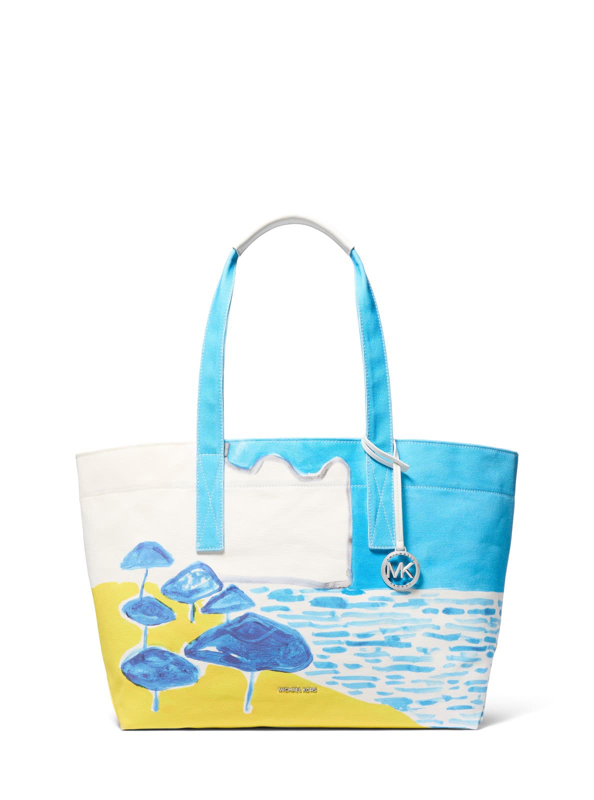 MICHAEL KORS x Christina Zimpel聯名膠囊系列。The Michael Bag藍色印花托特包 NT$9,900
