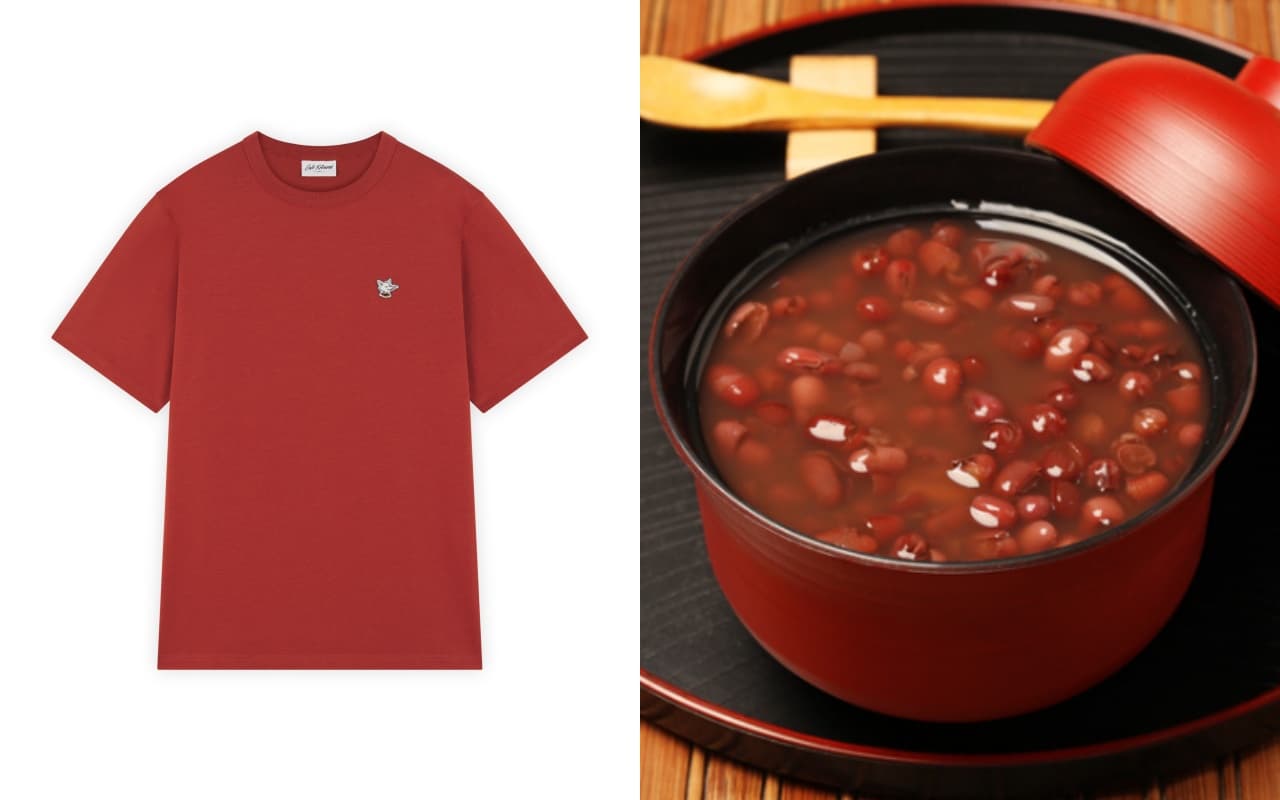 「紅豆紅」咖啡師狐狸頭Logo寬版短TEE。NT$3,700(Cafe Kitsuné提供)