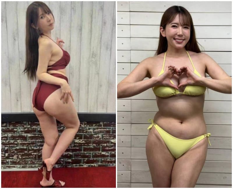 波多野結衣的側拍照明顯有肉感,與她發布在IG的美照有落差。(翻攝微博)