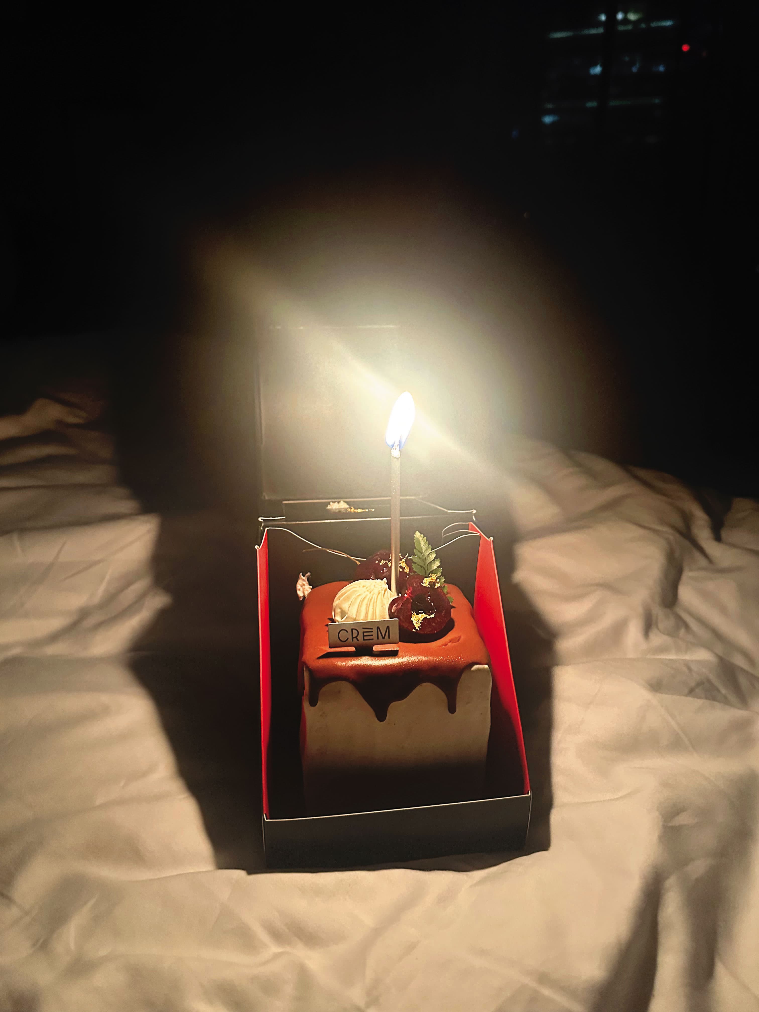 見面會也是採訪當天,剛好是朴相映生日。晚上他在飯店幫自己買了一個小蛋糕,不張揚地慶生。(朴相映提供)