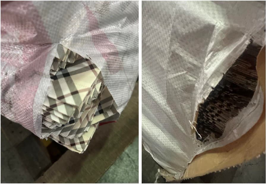 現場查扣大量名牌包。(航調處提供)