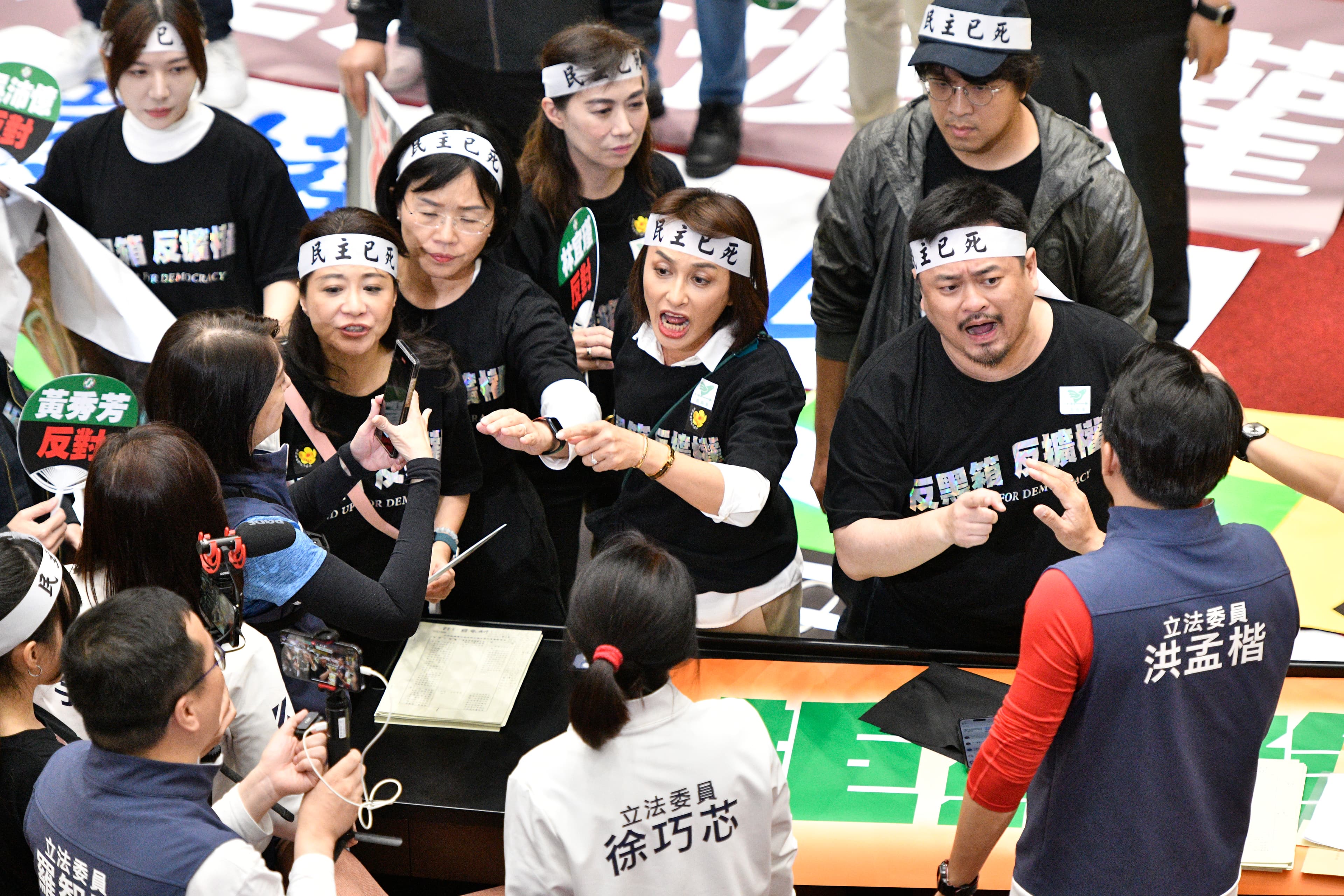 陳玉珍與邱議瑩因《再生醫療法》大吵,結果演變成藍綠立委群鬥戰。