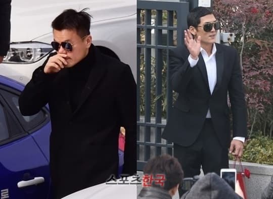 JYP朴軫永與g.o.d隊長朴俊亨前來參加婚禮。（網路圖片）
