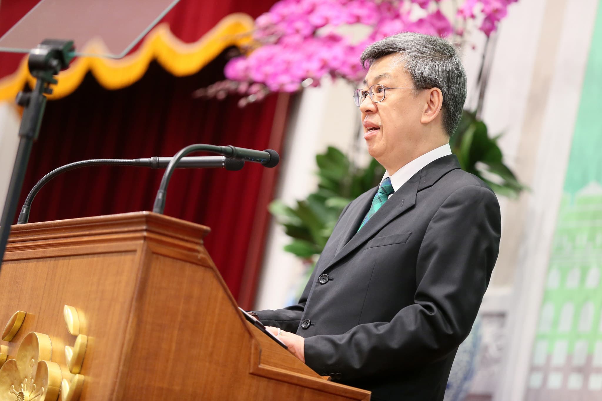 副總統陳建仁提到,年金如果不及時調整將會用盡危機,現在改革是救急救人也是懸崖勒馬。(總統府提供)