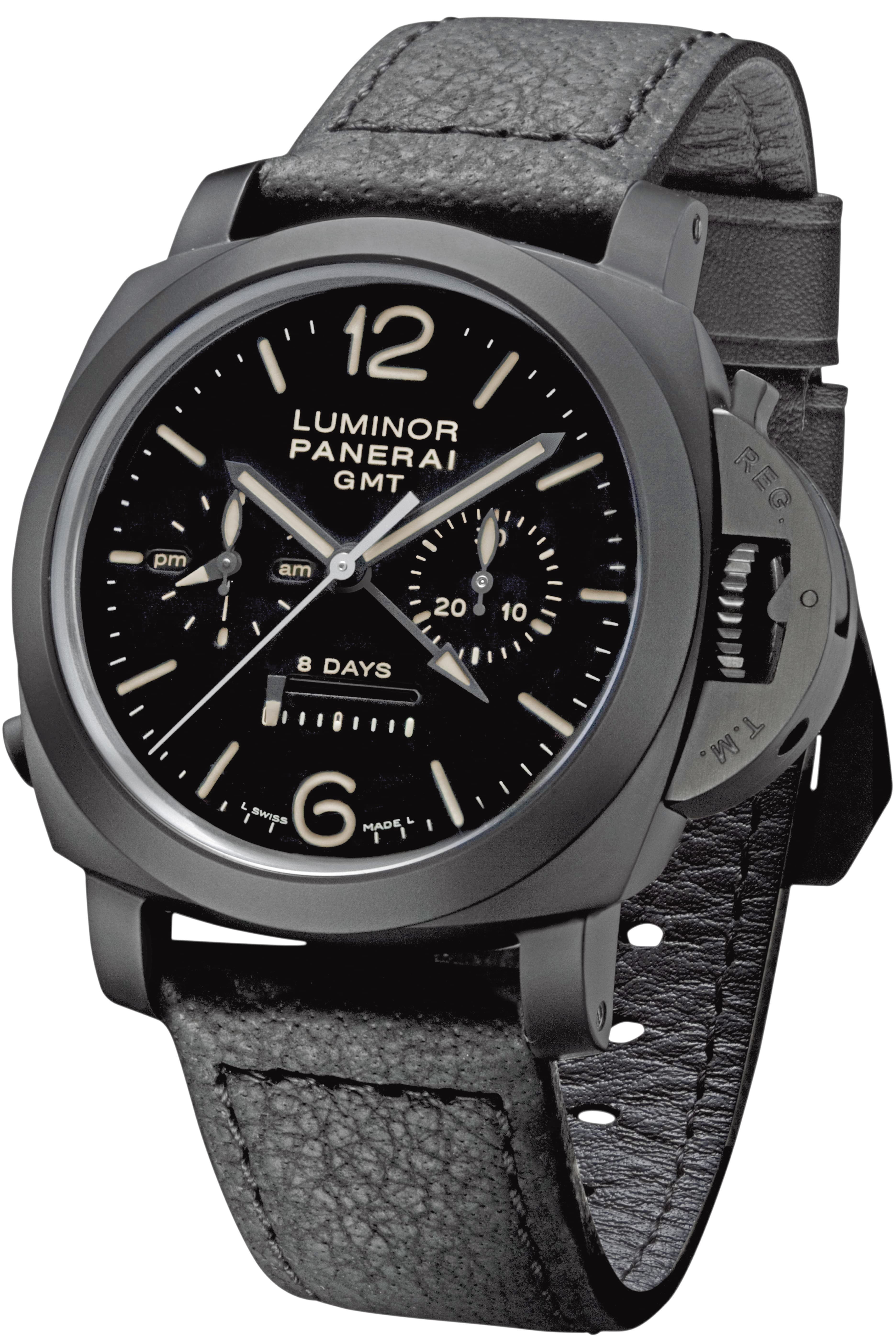 霍建華透露最愛沛納海Luminor 1950 Chrono Monopulsante 8 Days GMT Ceramica 44mm腕錶,價格69萬9,000元。