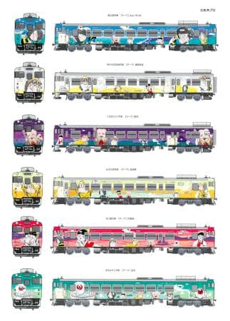 「鬼太郎列車」新圖案設計一覽。圖片來源：京都新聞