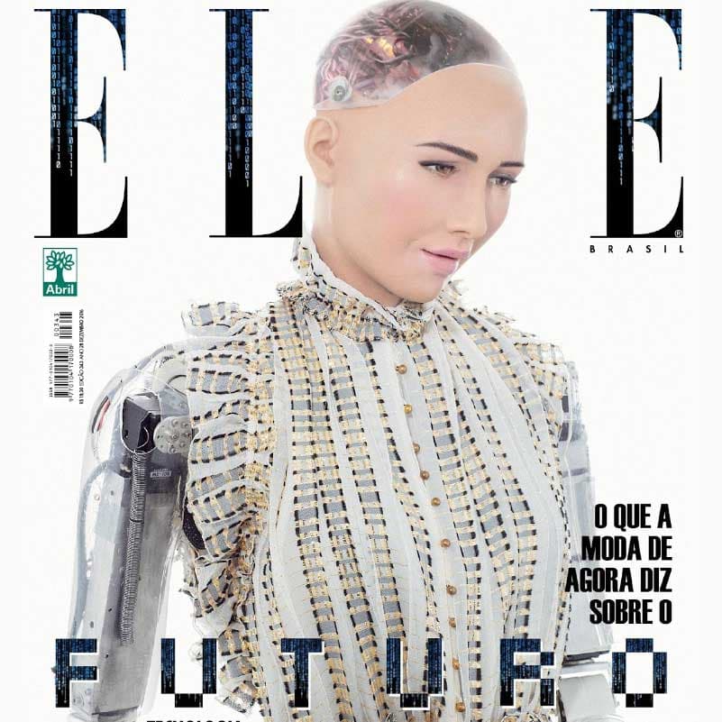 人形機器人蘇非亞成為時尚雜誌封面人物。(Hanson Robotics)
