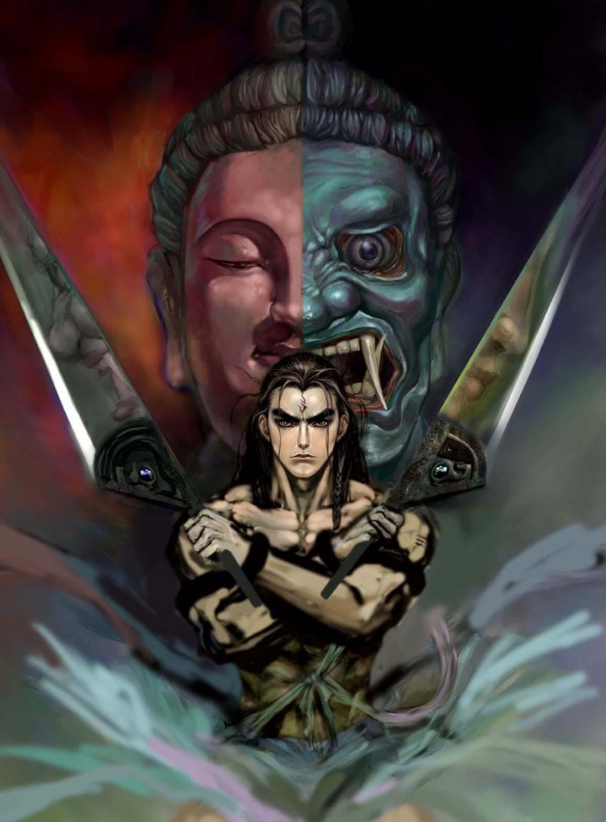 為了幫練任爭取工作,當年鄭問特別將《鬥神》授權給練任繪製;此為練任試畫圖,他希望有時間能完成這部作品,報答恩師。(練任提供)