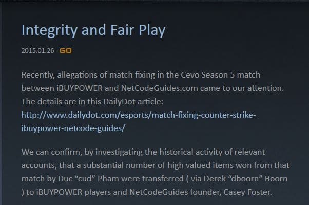 Valve 一口氣對 2 隊共 7 位選手祭出終身禁賽。(翻攝自《CS:GO》官網)