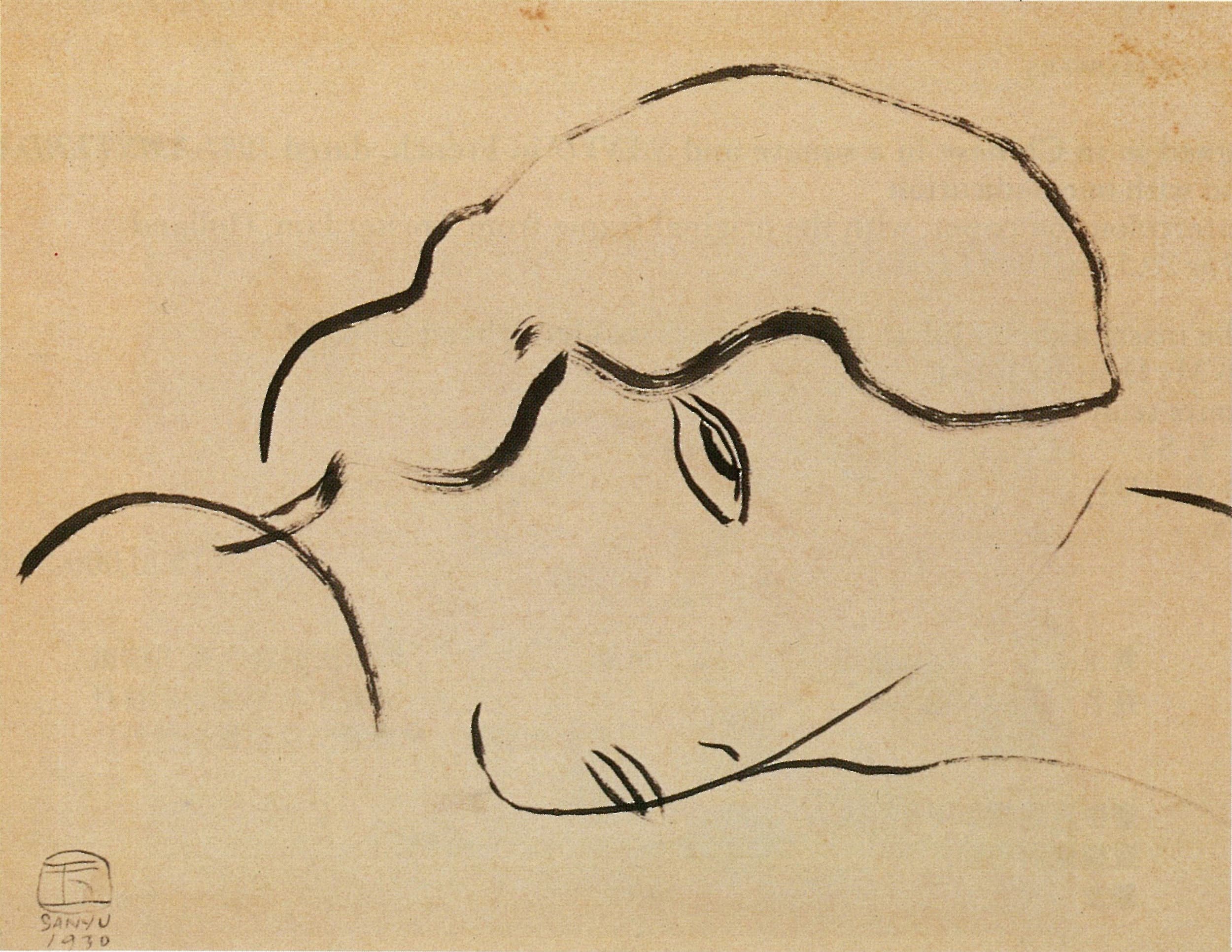 常玉作品《頭像》,1920–30s。(誠品畫廊提供)