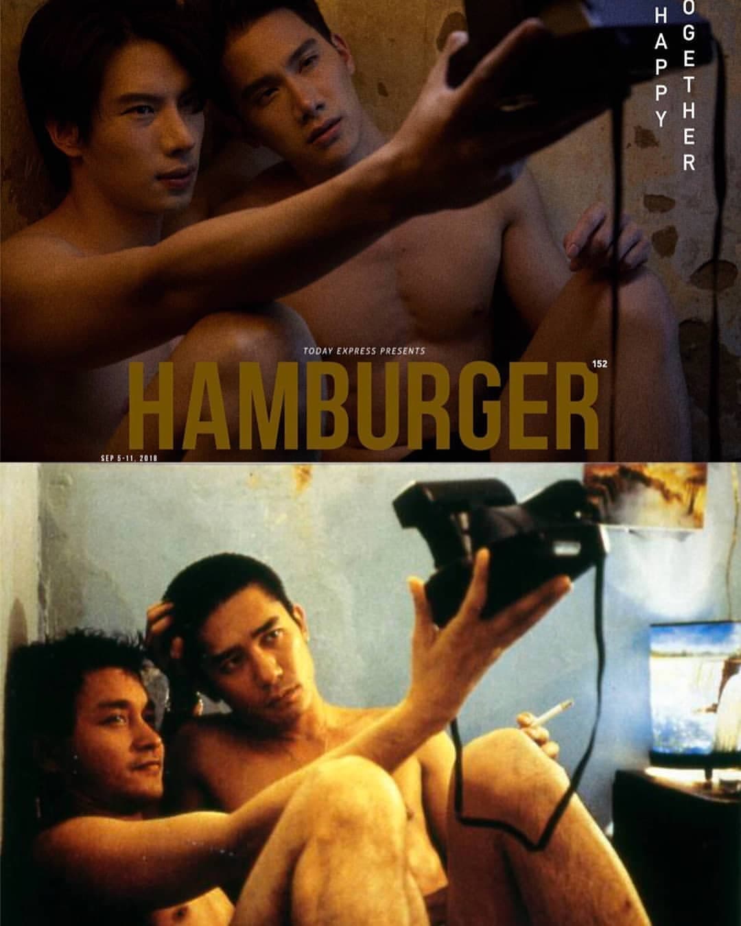 Tul(右)和Max為泰雜hamburger雜誌拍攝寫真,向《春光乍洩》致敬。(網路圖片)