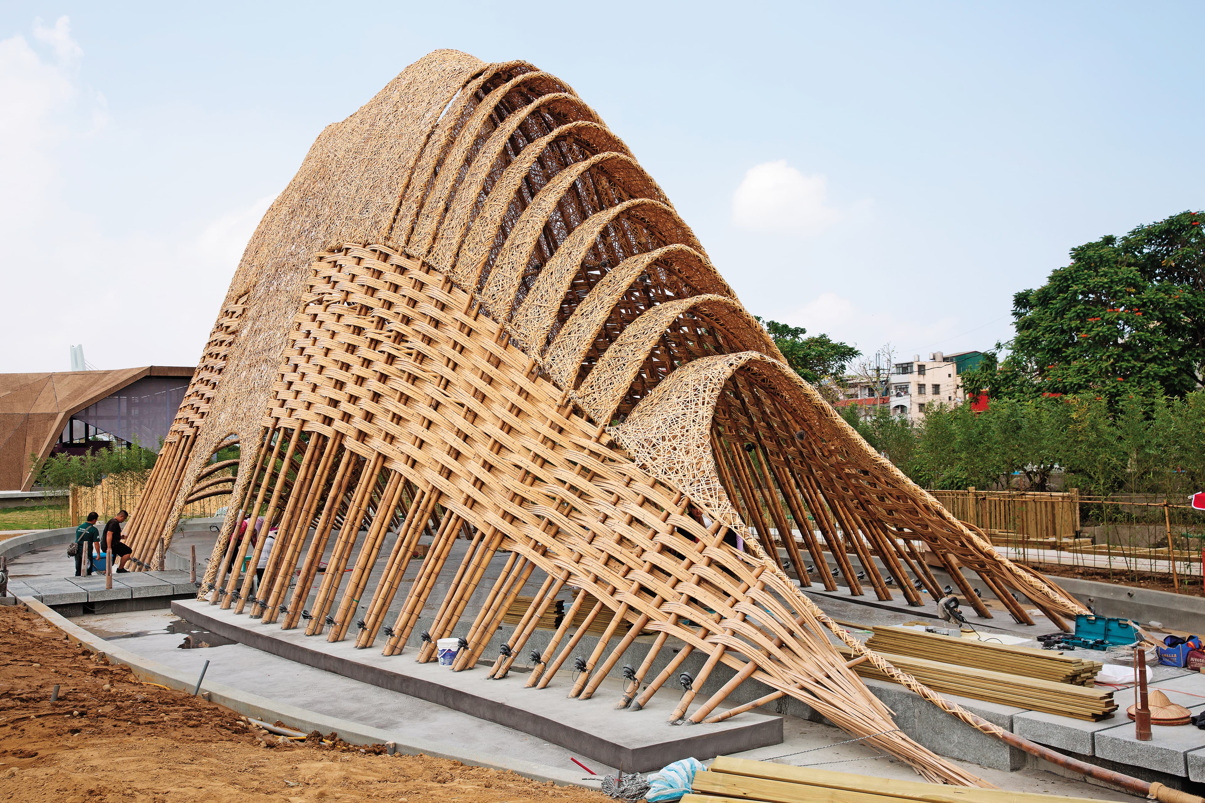南投竹山竹工藝打造的「竹跡館」,位於台中花博的豐原葫蘆墩公園。