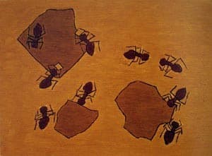 熊谷守一1971年的作品《赤蟻》。（翻攝自美術すき！ twitter）