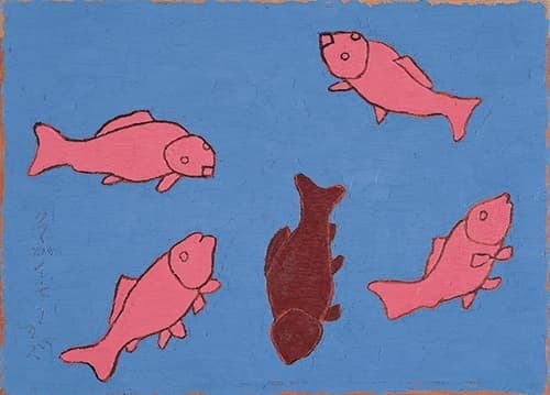 熊谷守一1958 年的作品《稚魚》。（翻攝自https://bijutsutecho.com） 