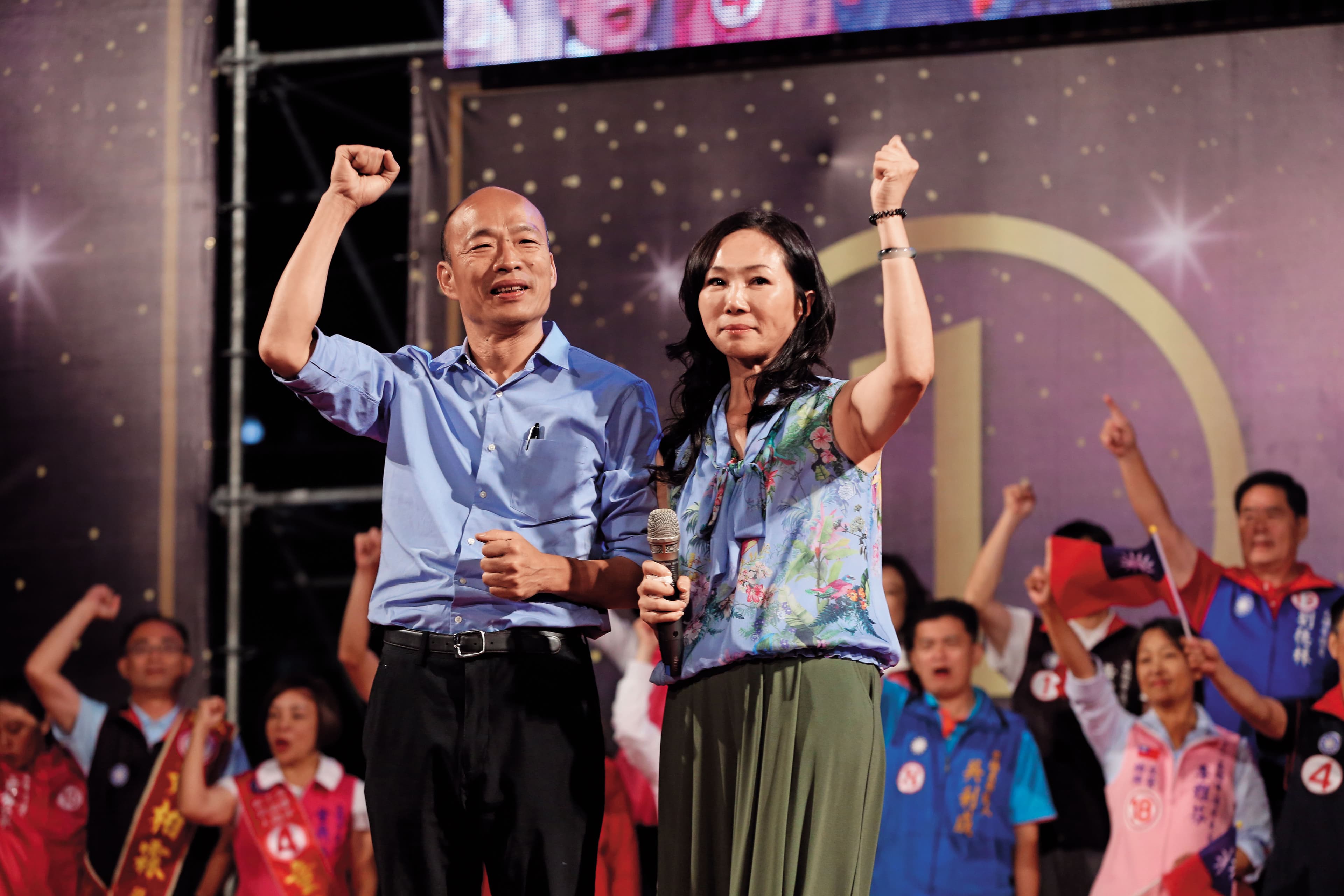 韓國瑜打贏高雄選戰,儼然已成藍營新共主,妻子李佳芬在選前之夜替韓站台。