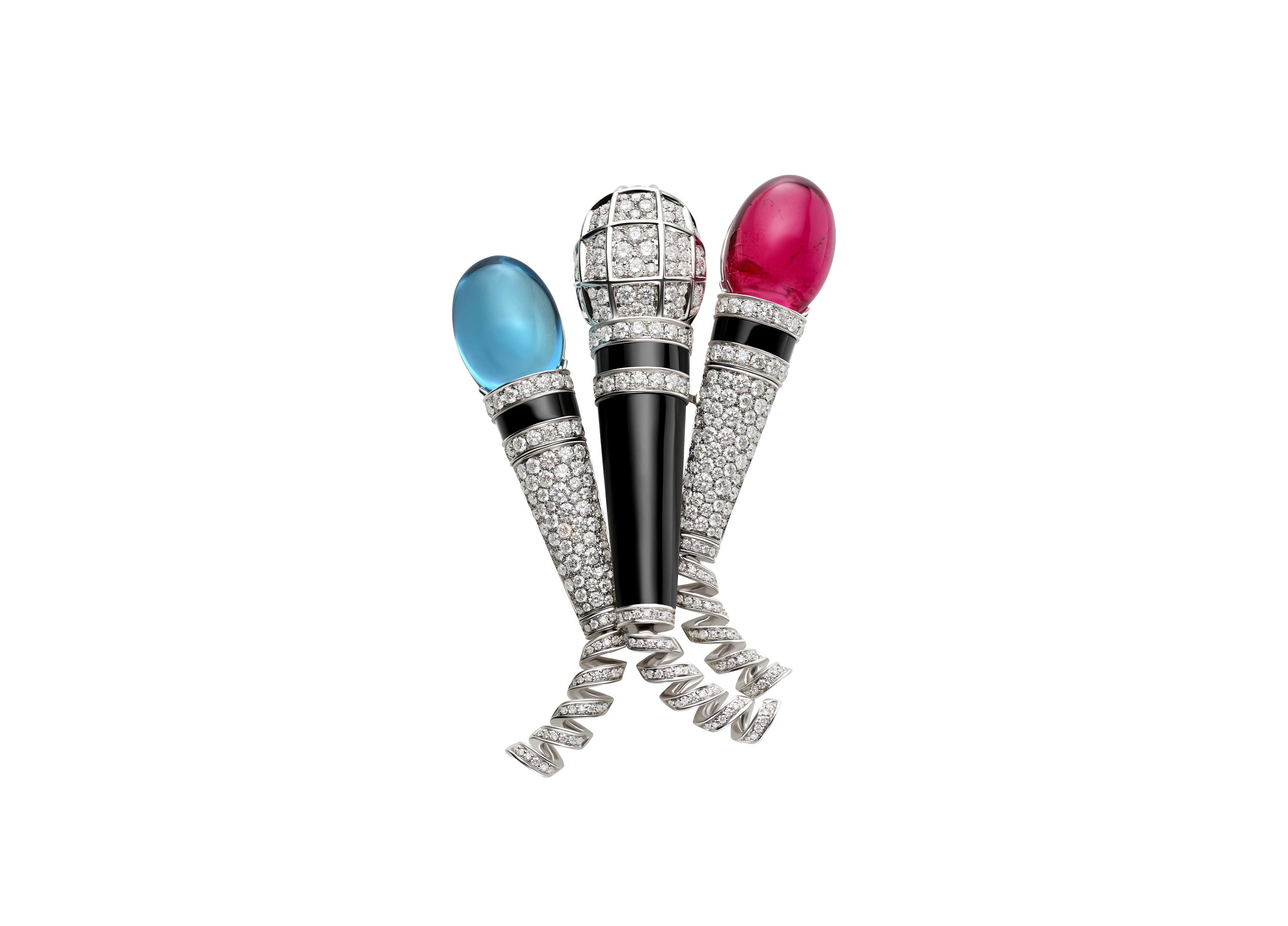 .BVLGARI WILD POP MUSIC系列POP MICS頂級彩寶胸針,是Kōki在展中最愛的作品。NT$3,333,393(寶格麗提供)