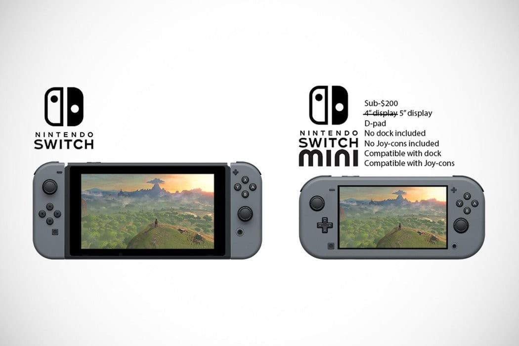 網友為謠傳已久的迷你型掌機「Switch Mini」製作的模擬圖。(圖片來源:網路截圖)
