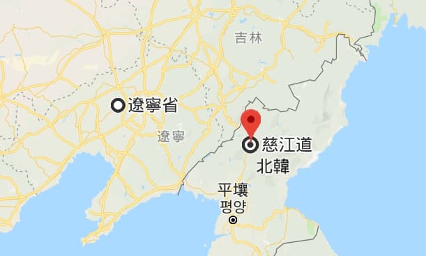 北韓爆出首起非洲豬瘟案例的養豬場位於慈江道,鄰近中國爆發非洲豬瘟首例的遼寧省。(翻攝自Google Map)