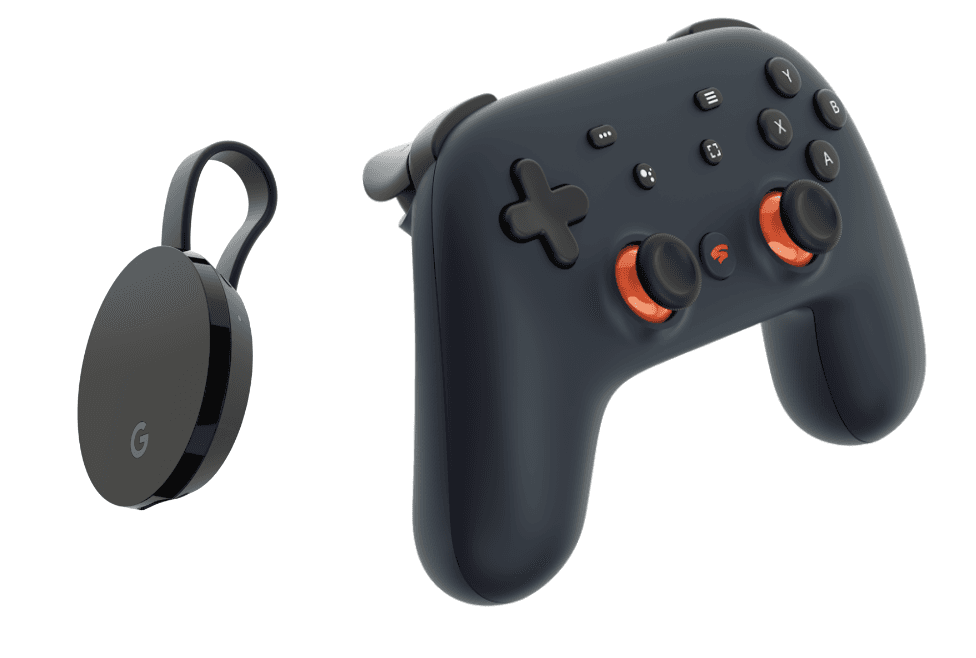 「Founder's Edition」同捆包中的Chromecast Ultra及限量午夜藍控制器。(翻攝自Stadia官網)