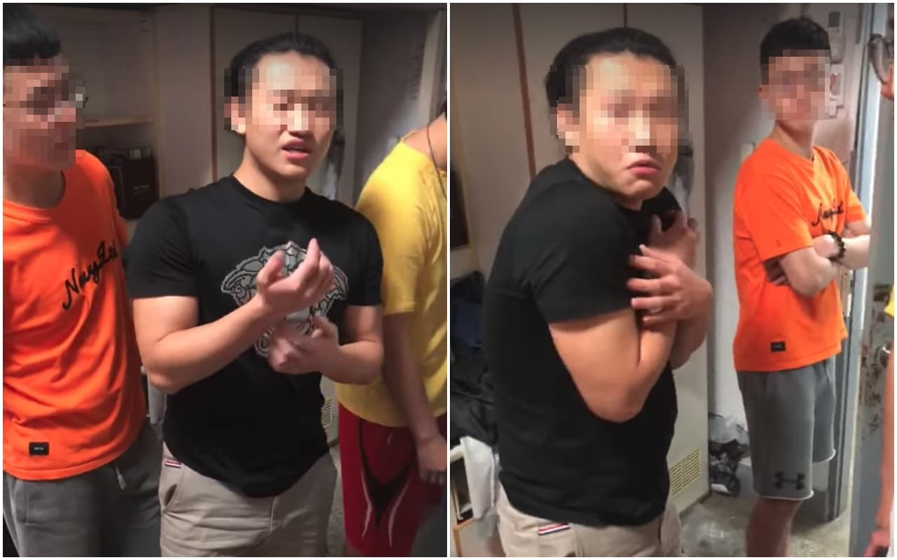壯碩柯男闖進別人的宿舍房間,作勢想要揍人、摸下體,甚至還歧視放話,「像個娘娘腔一樣的活著啊!」(翻攝自臉書)