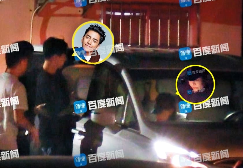 王大陸在跟Ivy交往期間,曾被對岸媒體捕捉到化妝師在他飯店待了一晚的行跡。(翻攝自百度娛樂微博)