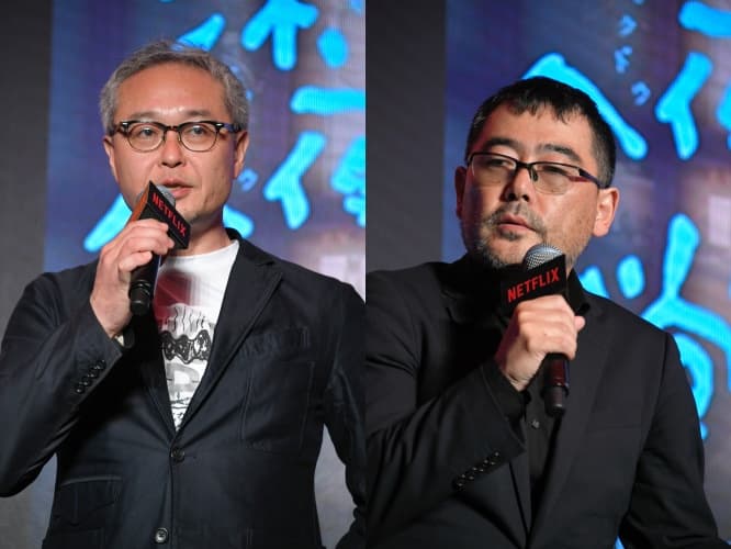 《深夜食堂:東京故事》導演松岡錠司(左),《AV帝王》導演武正晴(右),對於跟在Netflix合作拍戲,都有不同的想法。(Netflix提供)