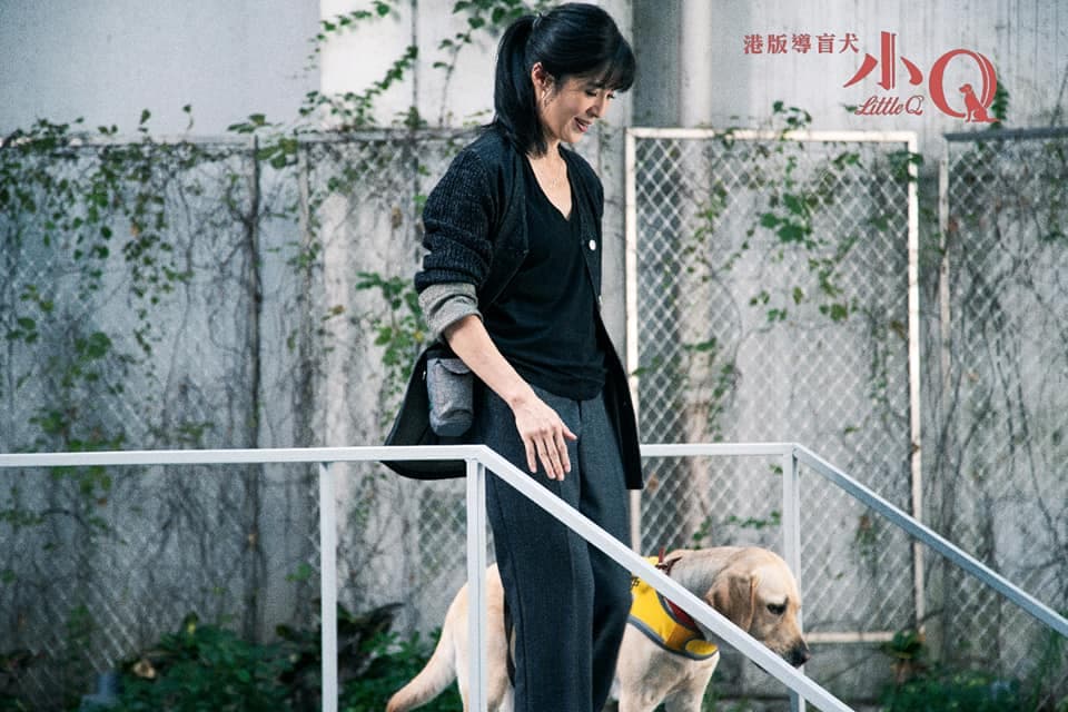 在電影裡作為小Q「養母」的她,她希望著由電影讓大家知道導盲犬的重要性。(翻攝楊采妮臉書)