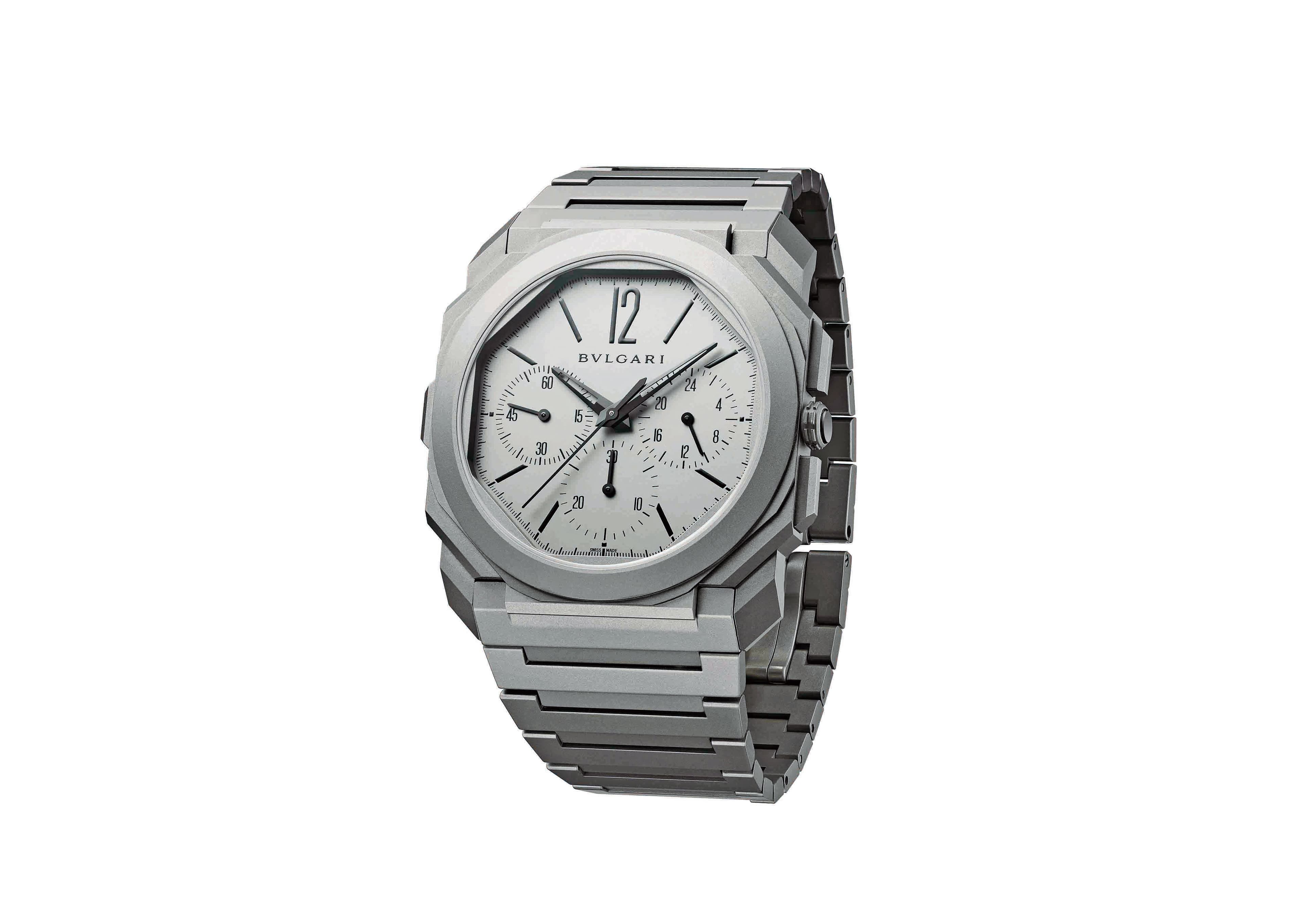 BVLGARI Octo Finissimo超薄計時GMT自動上鏈腕錶NT$559,000。(BVLGARI提供)