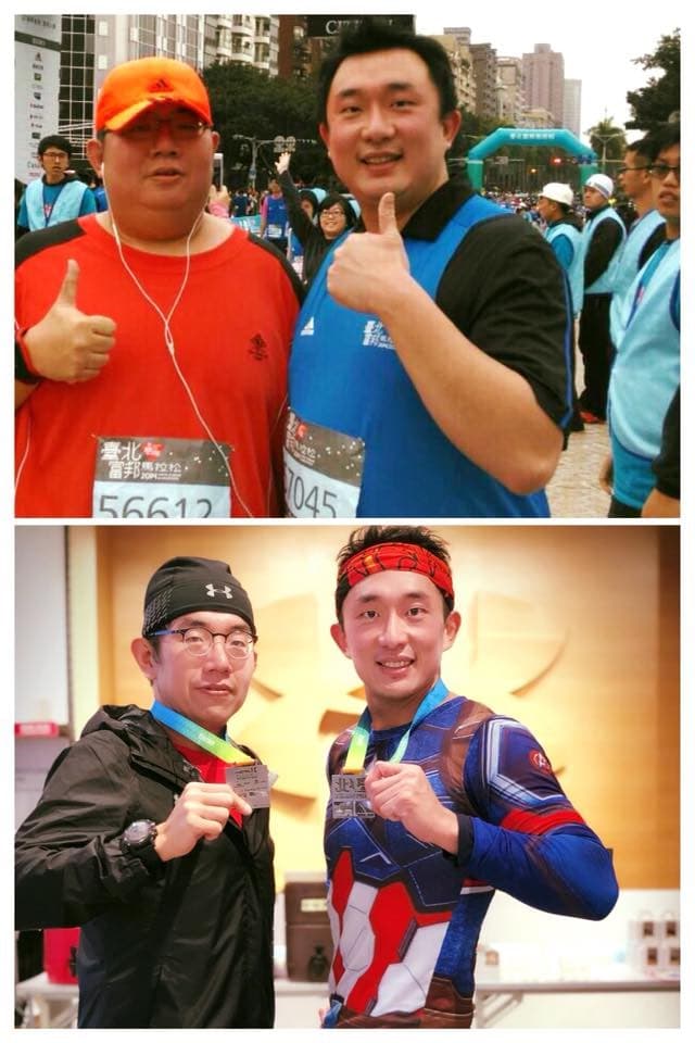 李明哲(左)甩肉成功後,弟弟李明泰(右)也跟進瘦身,兄弟倆合計減重超過100公斤。(李明哲提供)