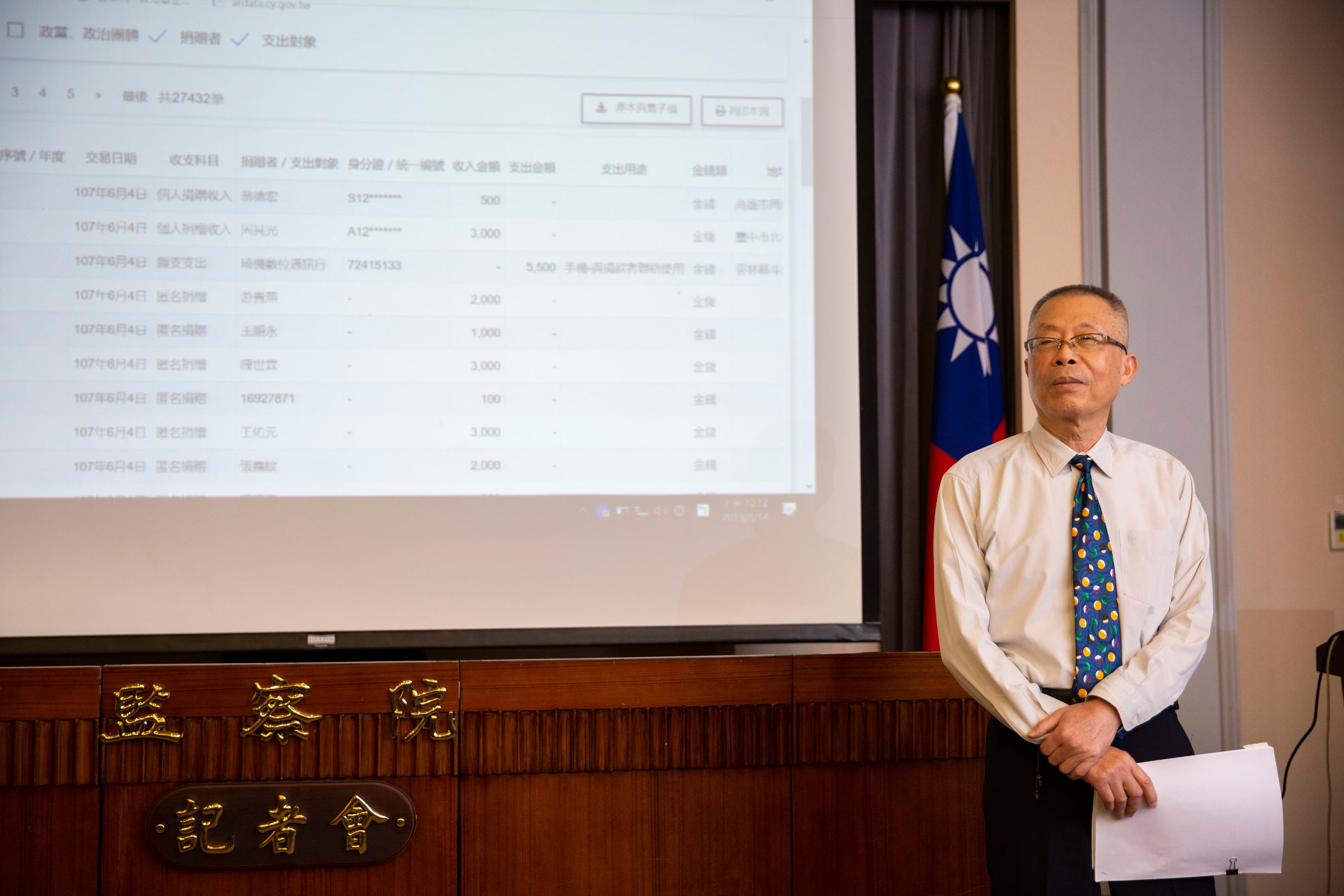監察院今公布去年9合1選戰的政治獻金資料，圖為監察院祕書長傅孟融。