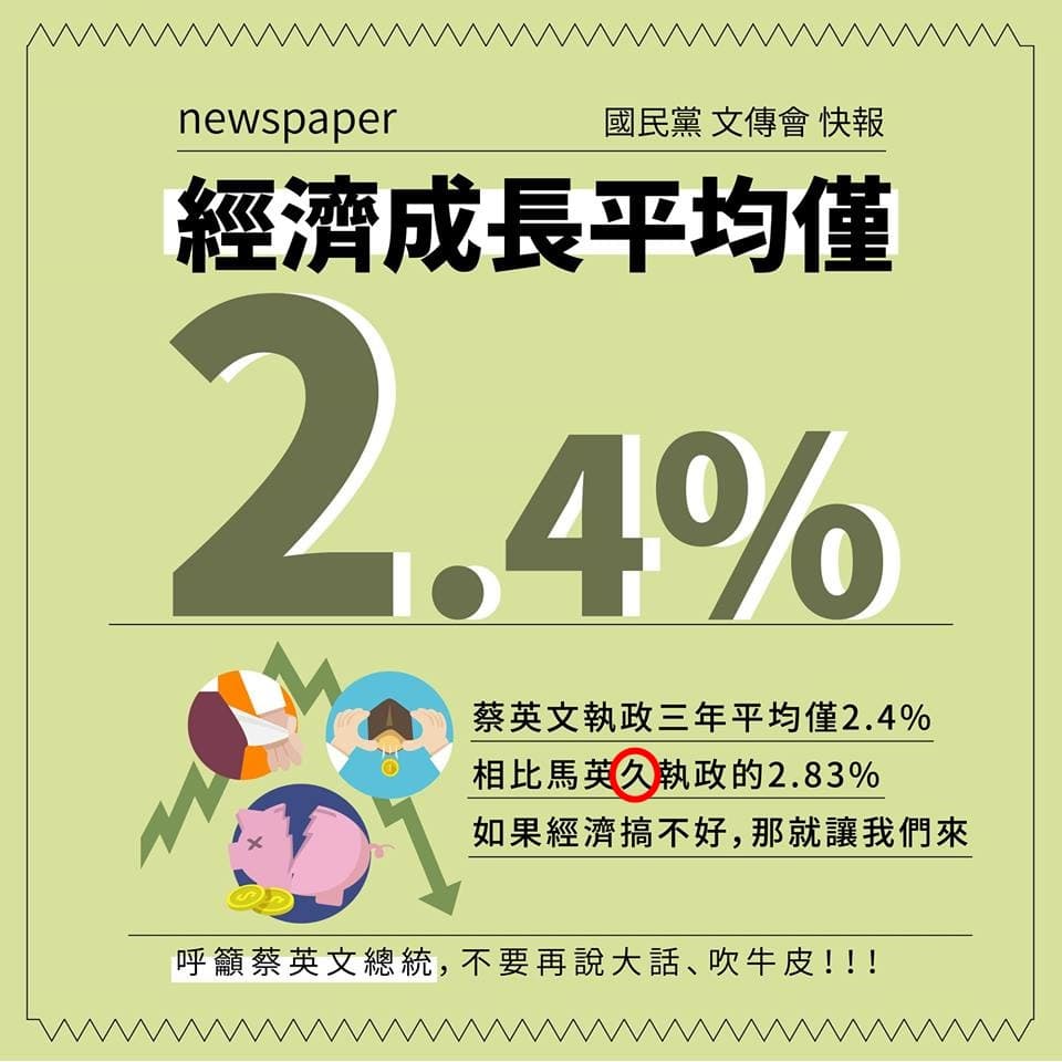 國民黨官方臉書把馬英九的全名，打成了「馬英久」（紅圈處），過了一天一夜後才緊急修改。（翻攝自國民黨臉書）