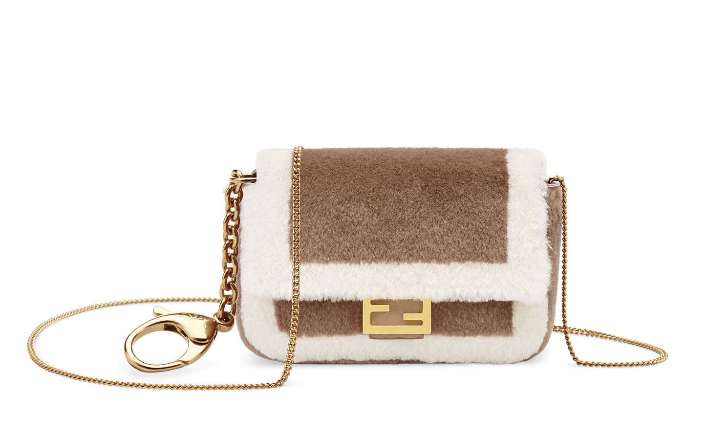 貂毛材質的FENDI Nano Baguette_brown mink,NT$39,000。(FENDI提供)