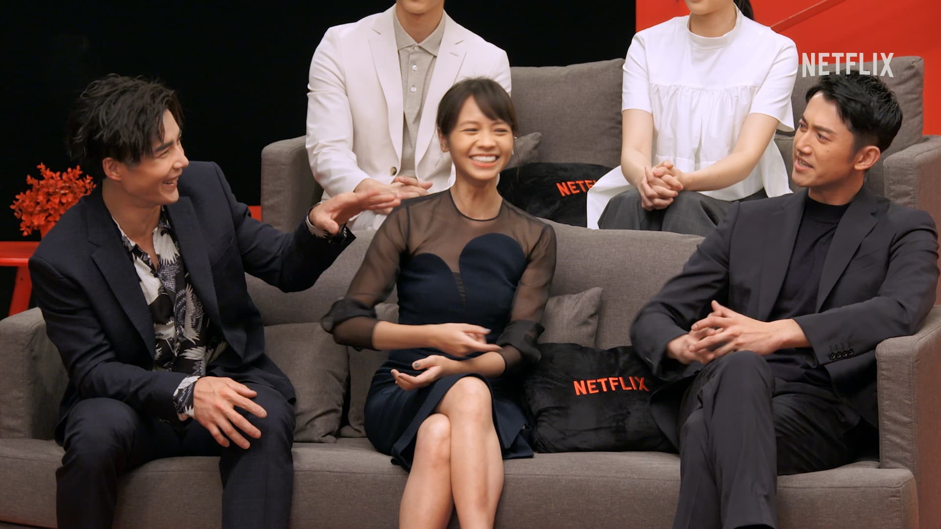《彼岸之嫁》的演員林路迪（左起）、黃姵嘉、吳慷仁。（Netflix提供）