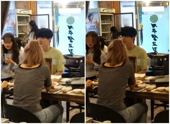 安宰賢於6月30日被網友目擊和女生吃飯喝酒的照片。(網路圖片)