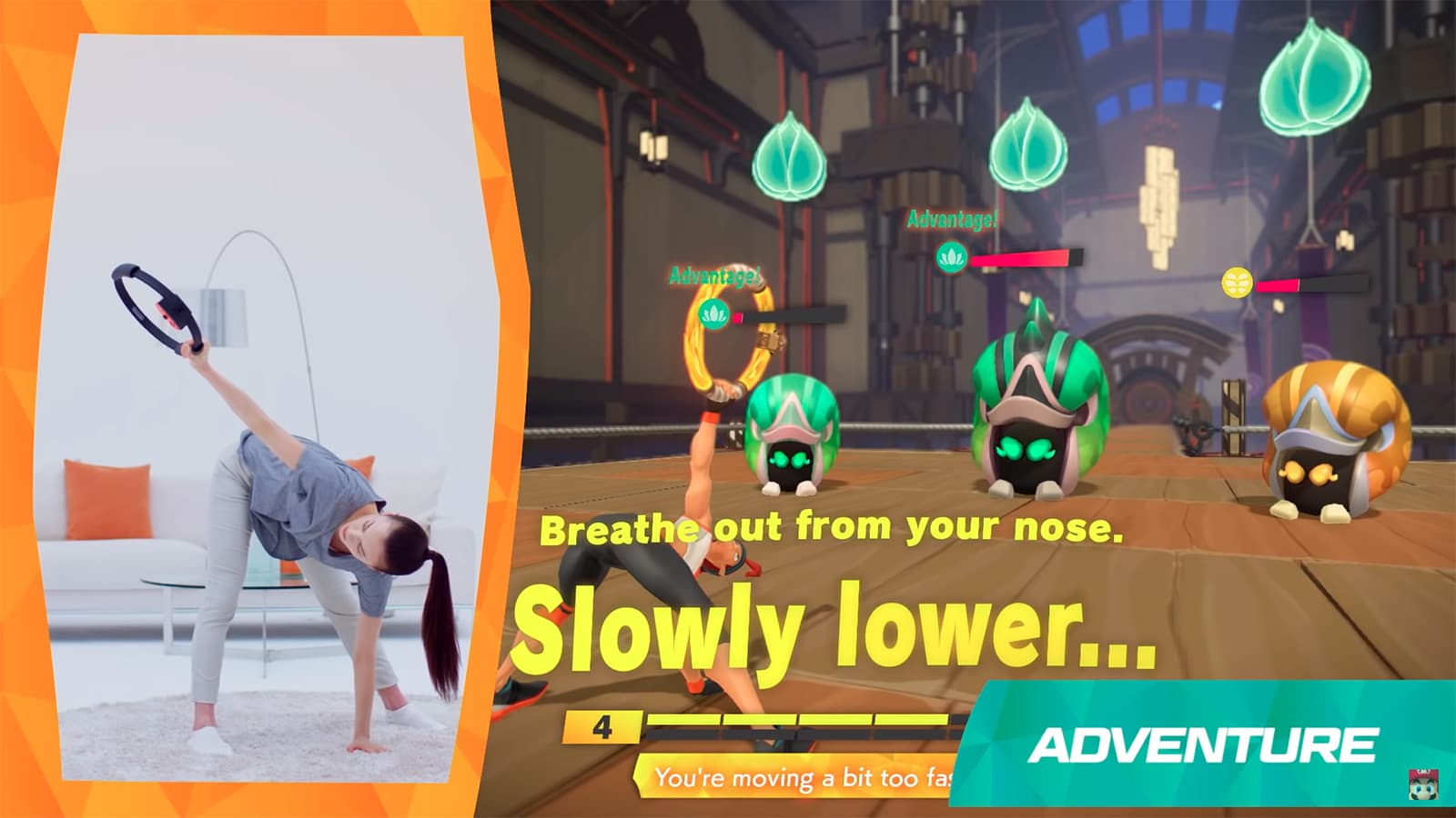 攻擊怪物融入了健身動作。(翻攝自Nintendo YouTube頻道)