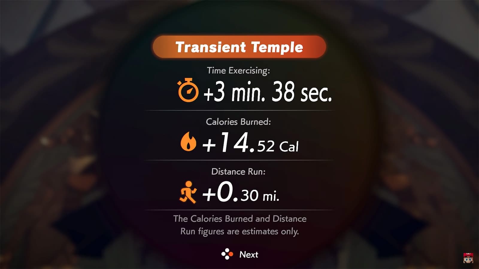 遊戲後會提供健身、熱量消耗的相關資訊。(翻攝自Nintendo YouTube頻道)