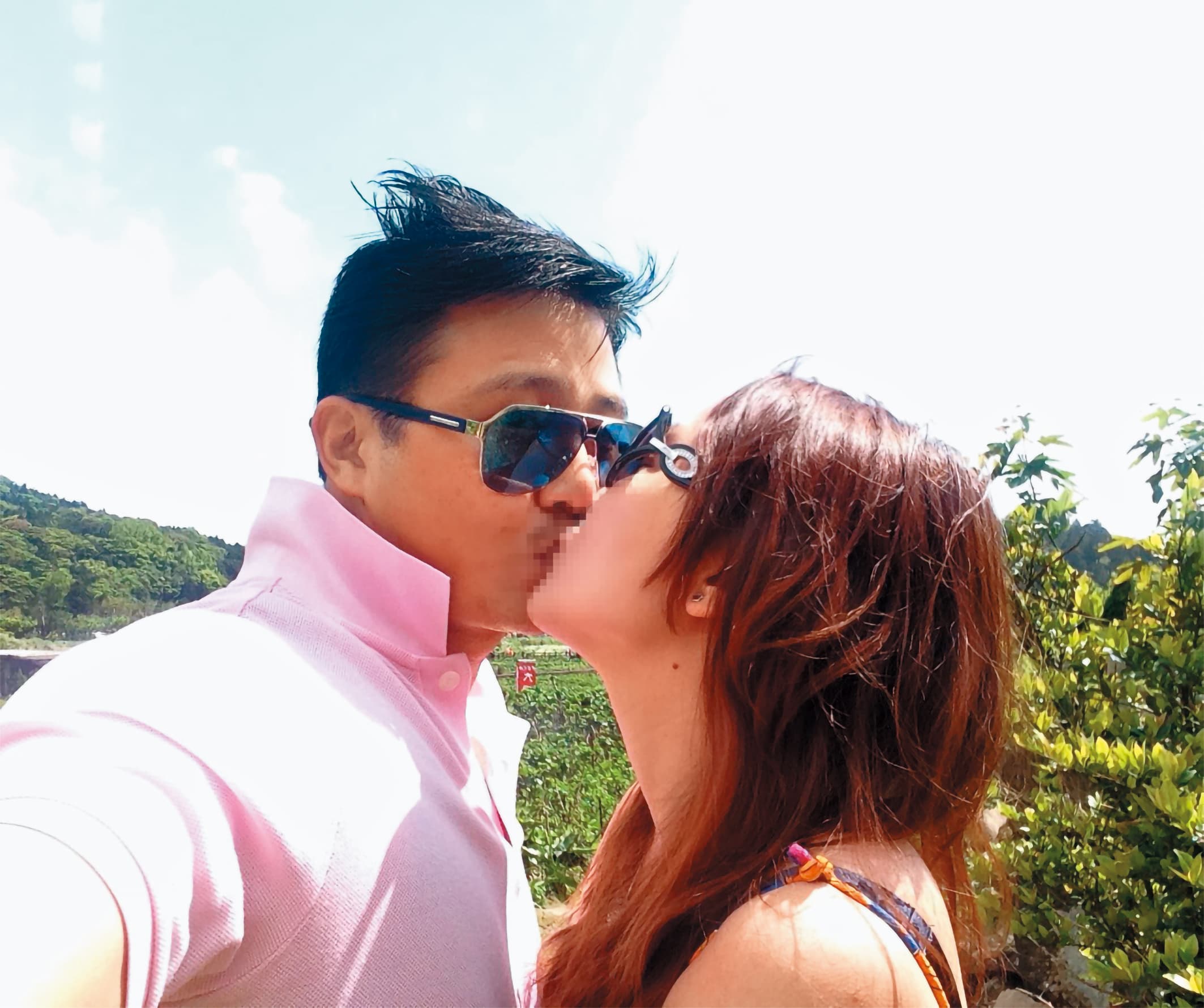 元祖少東張劭緯(左)背著老婆安晨妤到台北陽明山偷情幽會,並和小三邱威樺(右)激情熱吻。(讀者提供)