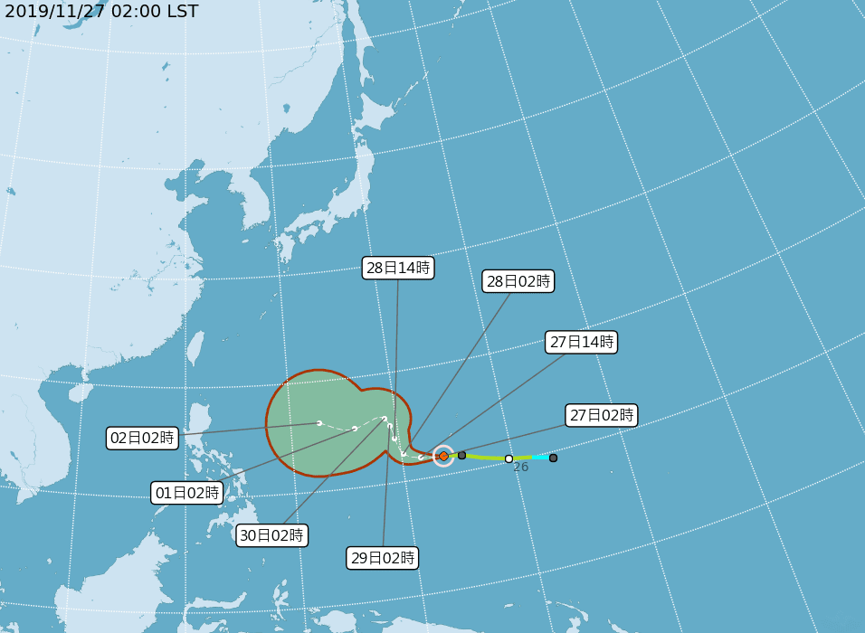 北冕昨日生成為本月第6個颱風,氣象專家指出未來有機會增強為強颱。(翻攝中央氣象局)