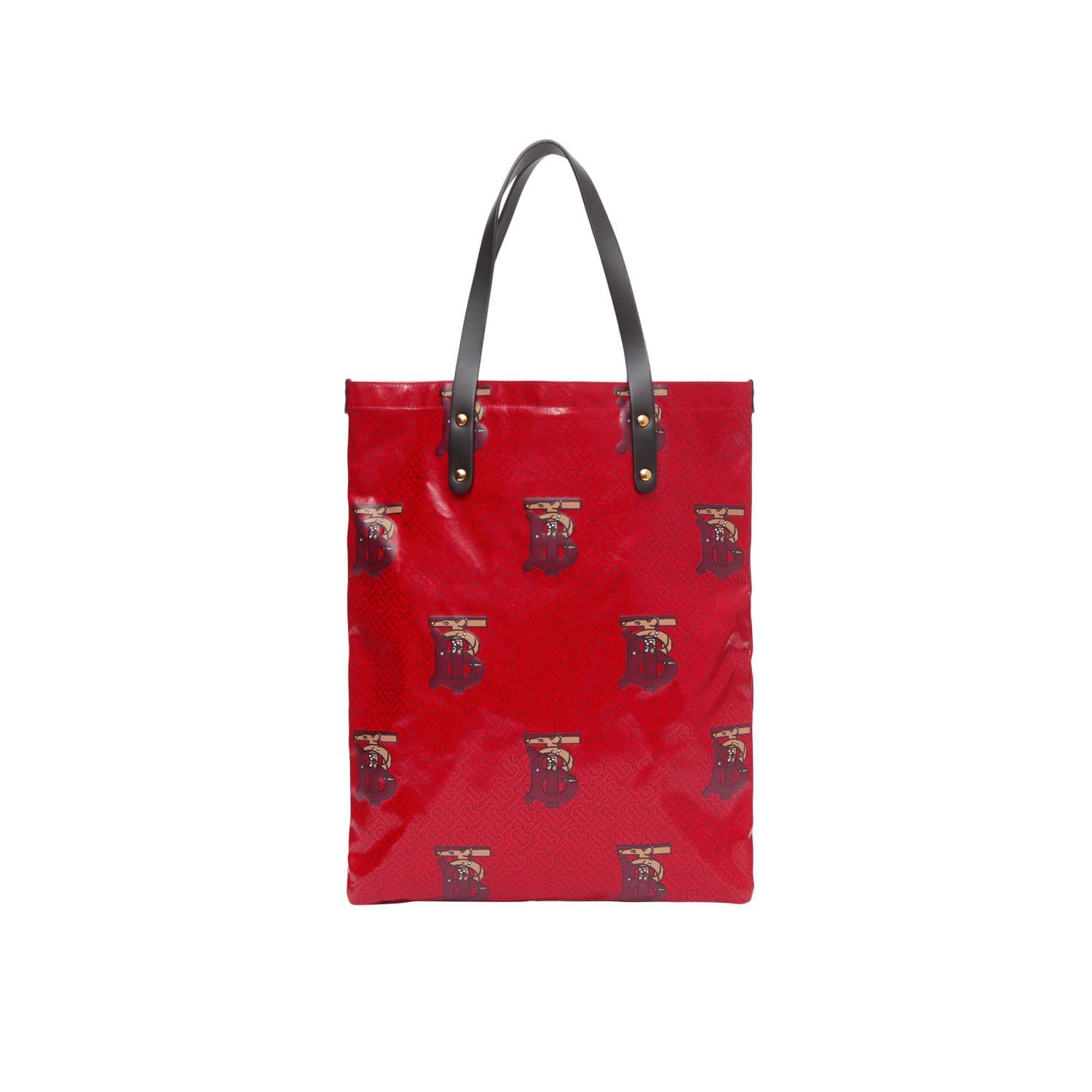 TB花押字紅色托特包，NT$23,900。（BURBERRY提供）