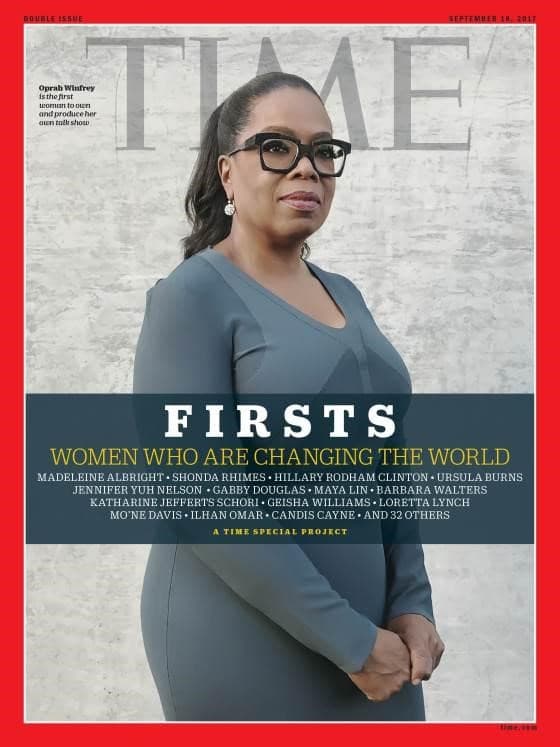 歐普拉是美國第一位擁有自製脫口秀節目的女性,成為《Time Firsts—先鋒女性》受訪對象之一。(翻攝自time.com)