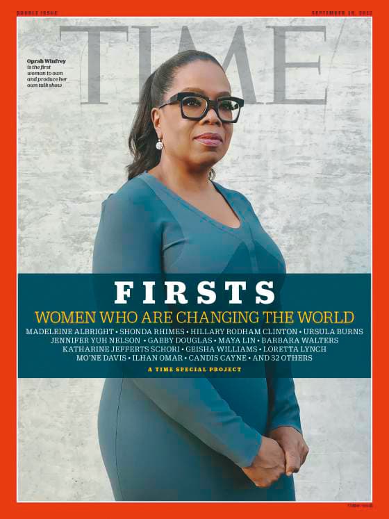 歐普拉是美國第一位擁有自製脫口秀節目的女性，成為《TIME Firsts—先鋒女性》受訪對象。（翻攝自time.com）