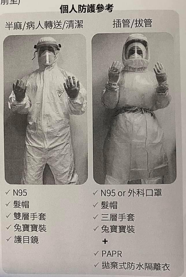 隔離衣一層一層，穿脫極不方便。（翻攝自臉書）