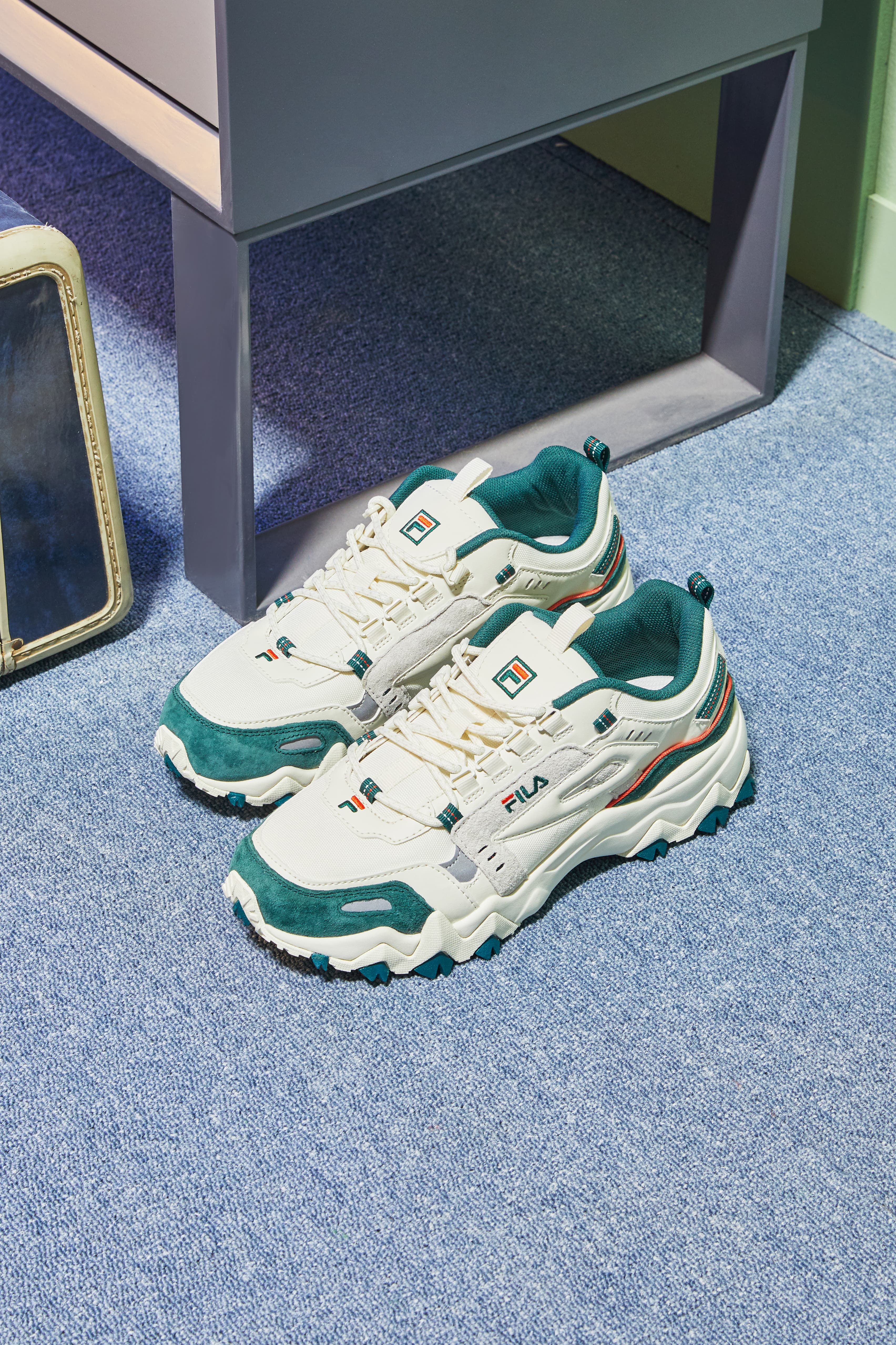 綠白色OAKMONT TR老爹鞋。NT$2,480(FILA TAIWAN提供)