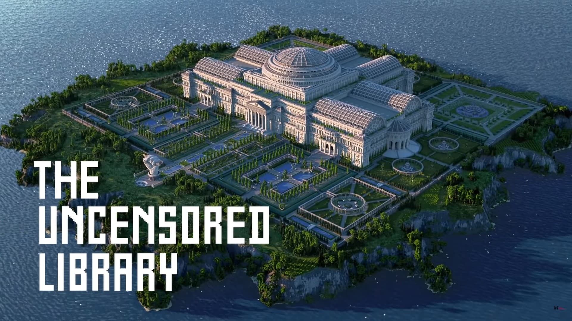 「The Uncensored Library」位於遊戲中的一座孤島上。(翻攝自Reporter ohne Grenzen YouTube頻道)