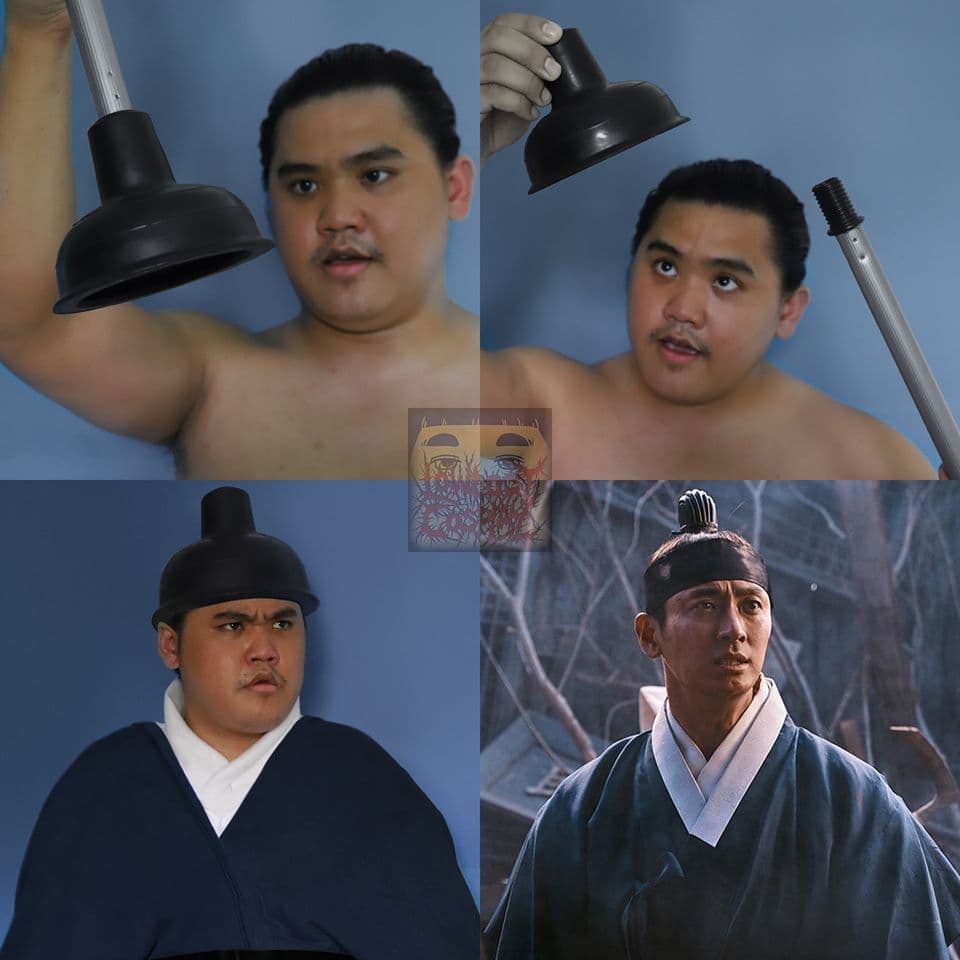 朱智勛在《李屍朝鮮》的造型可以這麼翻玩,馬桶工具版。(翻攝自Lowcostcosplay粉絲頁)